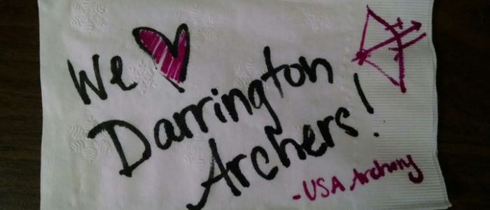 We heart Darrington Archers note from USA Archery